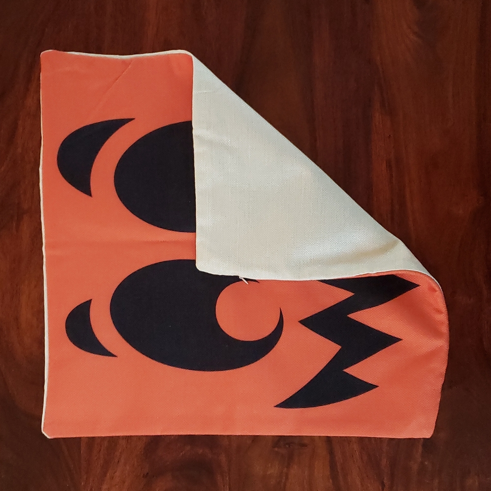 Halloween Pillow Cover • Jack O’Lantern Pumpkin Face Orange Black • 18x18 - Picture 5 of 7